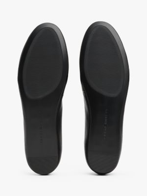 black th monogram leather ballerinas for women tommy hilfiger