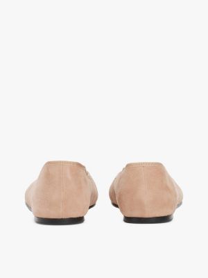 pink th monogram suede ballerinas for women tommy hilfiger