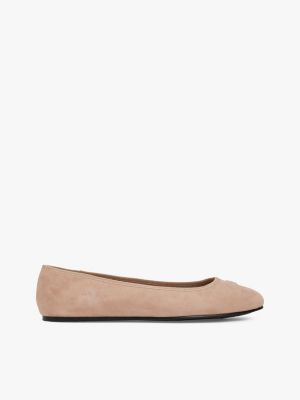 pink th monogram suede ballerinas for women tommy hilfiger