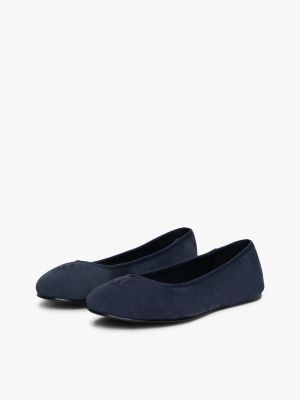 blauw suède ballerina met th-monogram voor dames - tommy hilfiger