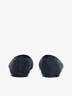 blue th monogram suede ballerinas for women tommy hilfiger