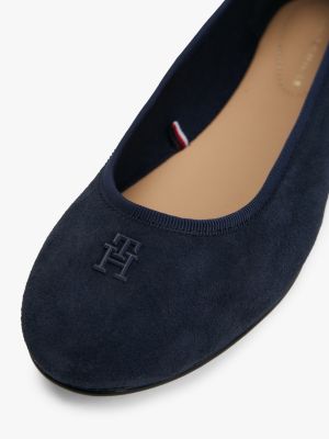 blue th monogram suede ballerinas for women tommy hilfiger