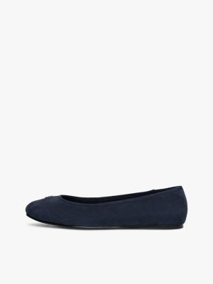 blauw suède ballerina met th-monogram voor dames - tommy hilfiger