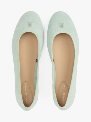 white th monogram suede ballerinas for women tommy hilfiger