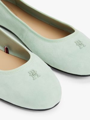 weiß ballerina aus wildleder mit th-monogramm für damen - tommy hilfiger