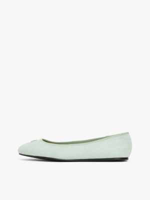 white th monogram suede ballerinas for women tommy hilfiger