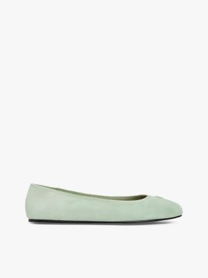 white th monogram suede ballerinas for women tommy hilfiger