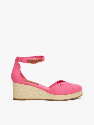 multi canvas espadrille met sleehak voor dames - tommy hilfiger