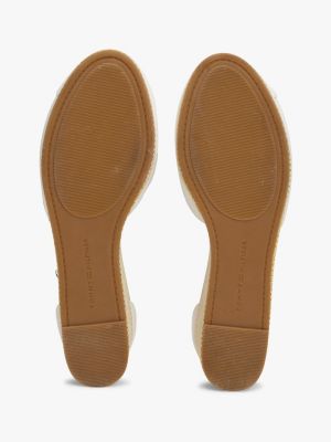 weiß canvas-sandale mit espadrille-keilabsatz für damen - tommy hilfiger