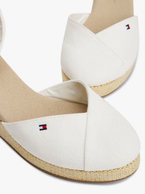 weiß canvas-sandale mit espadrille-keilabsatz für damen - tommy hilfiger