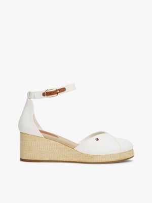 white canvas-sandale mit espadrille-keilabsatz für damen - tommy hilfiger