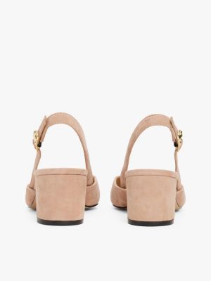 scarpe in camoscio con tacco largo beige da donne tommy hilfiger