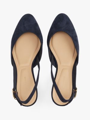 blauw suède pump met blokhak en slingback voor dames - tommy hilfiger