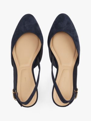 blue suede slingback block heels for women tommy hilfiger