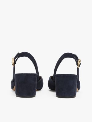 blauw suède pump met blokhak en slingback voor dames - tommy hilfiger
