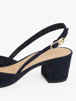 blauw suède pump met blokhak en slingback voor dames - tommy hilfiger