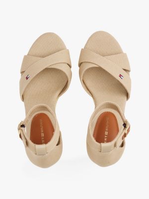 beige espadrilles-sandale mit hohem keilabsatz für damen - tommy hilfiger