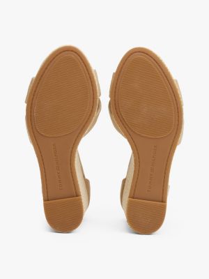 sandales en toile à talon haut compensé beige pour femmes tommy hilfiger