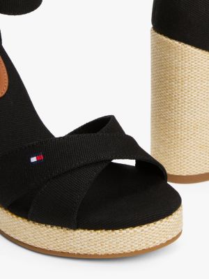 multi canvas espadrille high wedge sandals for women tommy hilfiger