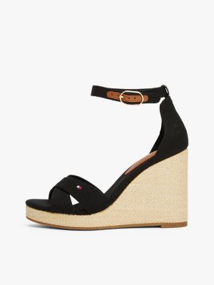 multi canvas espadrille high wedge sandals for women tommy hilfiger