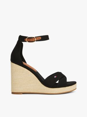 multi canvas espadrille high wedge sandals for women tommy hilfiger