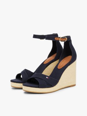 multi canvas espadrille high wedge sandals for women tommy hilfiger