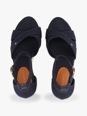 sandales en toile à talon haut compensé plusieurs couleurs pour femmes tommy hilfiger