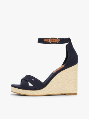 meerdere kleuren canvas espadrille met hoge sleehak voor dames - tommy hilfiger