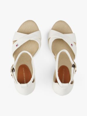 weiß espadrilles-sandale mit hohem keilabsatz für damen - tommy hilfiger