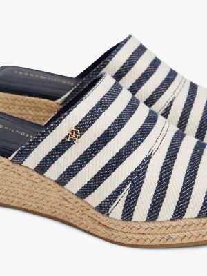 mule espadrilles a righe con plateau multicolore da donne tommy hilfiger