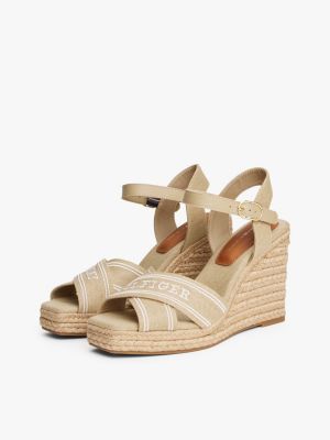 beige wedge heel espadrille sandals for women tommy hilfiger