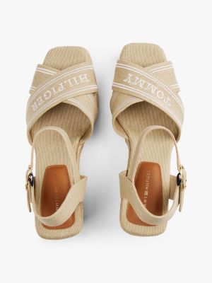 beige wedge heel espadrille sandals for women tommy hilfiger