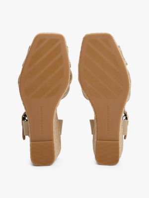beige wedge heel espadrille sandals for women tommy hilfiger