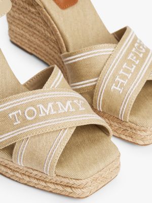 beige wedge heel espadrille sandals for women tommy hilfiger