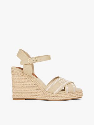 beige wedge heel espadrille sandals for women tommy hilfiger