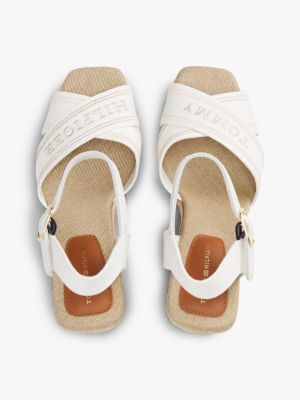 weiß espadrilles-sandale mit keilabsatz für damen - tommy hilfiger