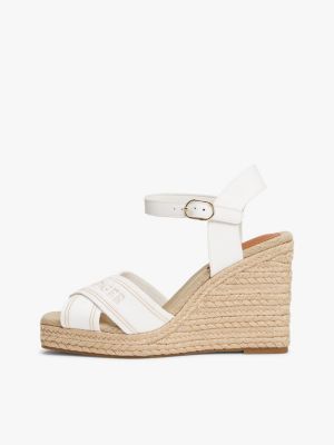 wit espadrille met sleehak voor dames - tommy hilfiger