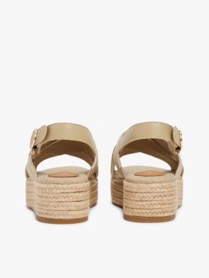 beige denim platformsandaal in espadrillestijl voor dames - tommy hilfiger