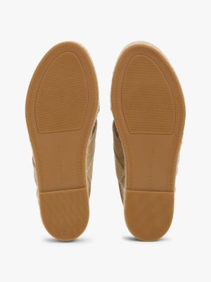 beige espadrilles-sandale aus denim mit plateau für damen - tommy hilfiger