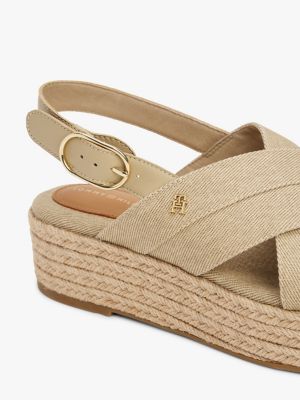 sandales espadrilles en denim à plateforme beige pour femmes tommy hilfiger