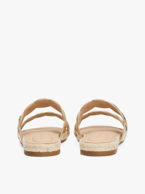 beige metallic leather rope strap mules for women tommy hilfiger