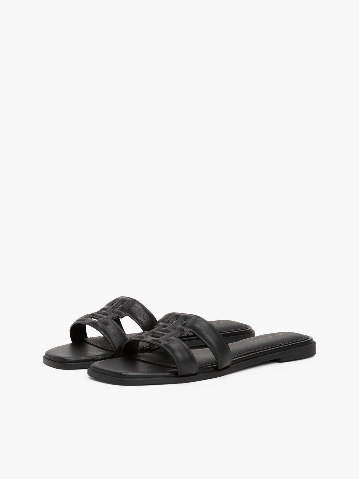 Leather TH Monogram Strap Mules — Black