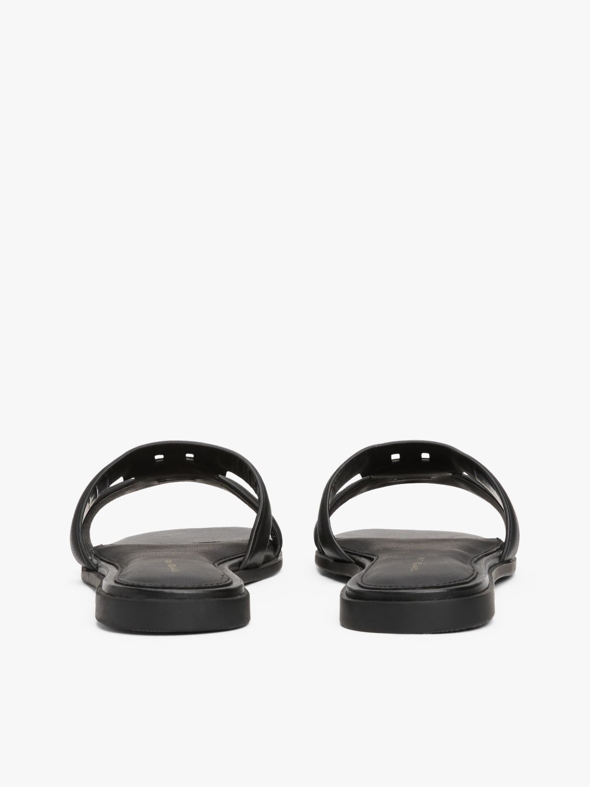 Leather TH Monogram Strap Mules — Black