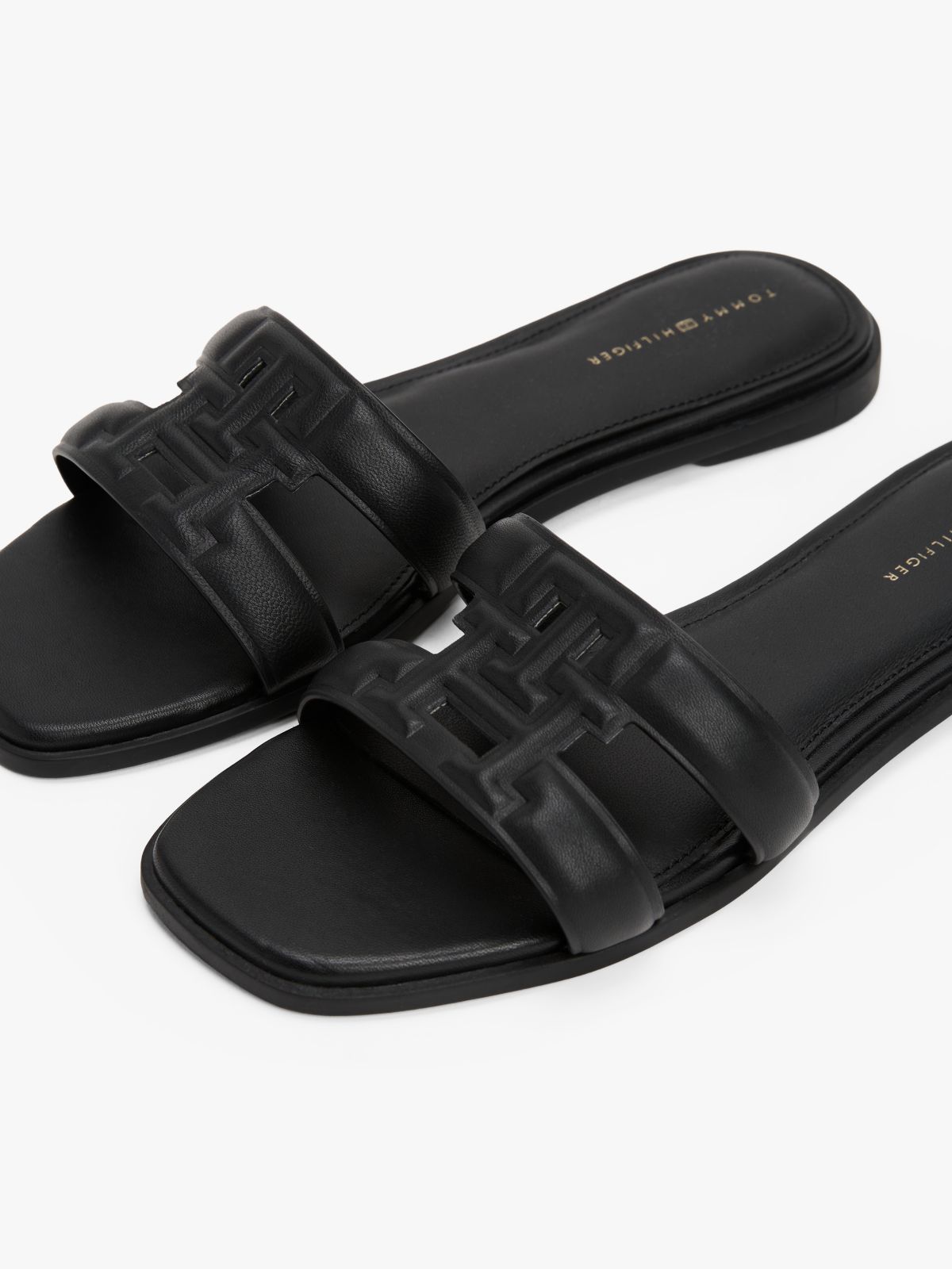 Leather TH Monogram Strap Mules — Black