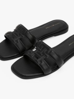 Leather TH Monogram Strap Mules — Black 6