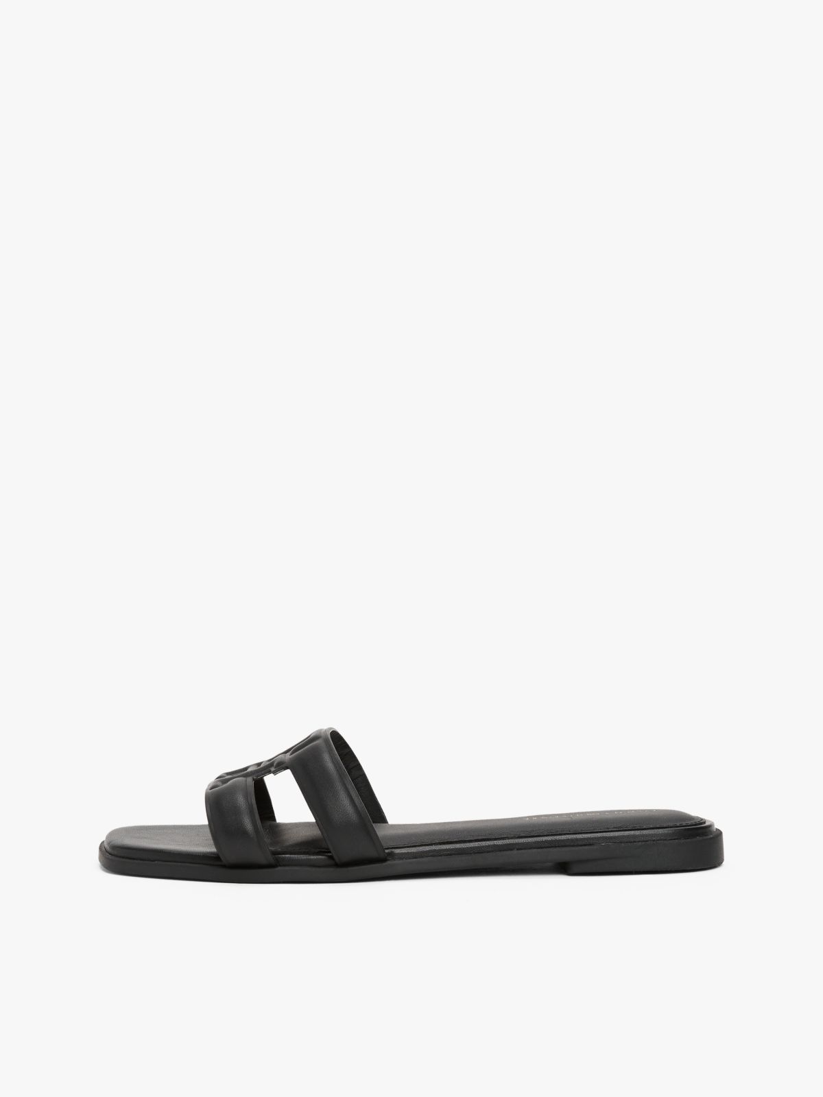 Leather TH Monogram Strap Mules — Black