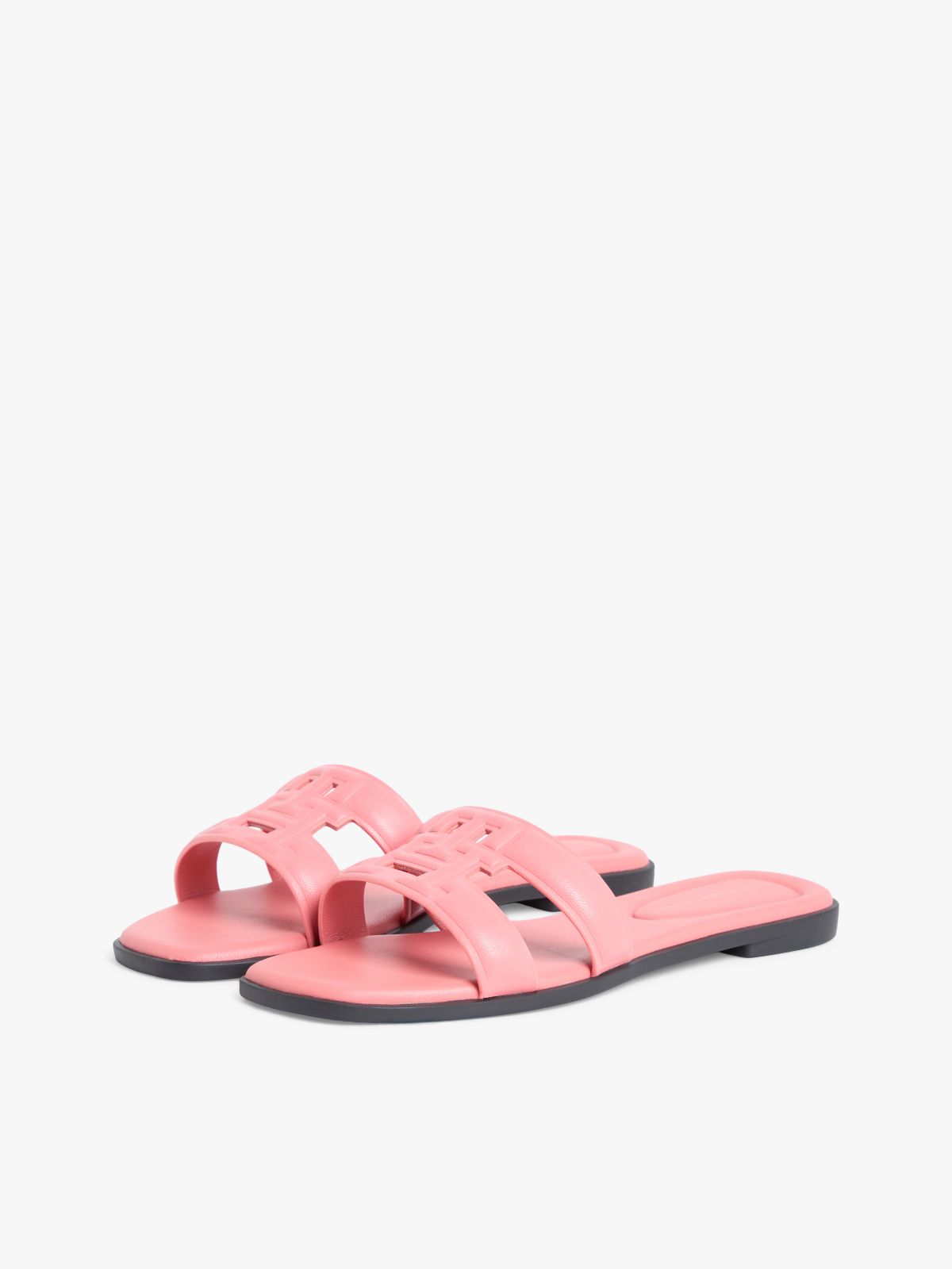 Leather TH Monogram Strap Mules — Pink