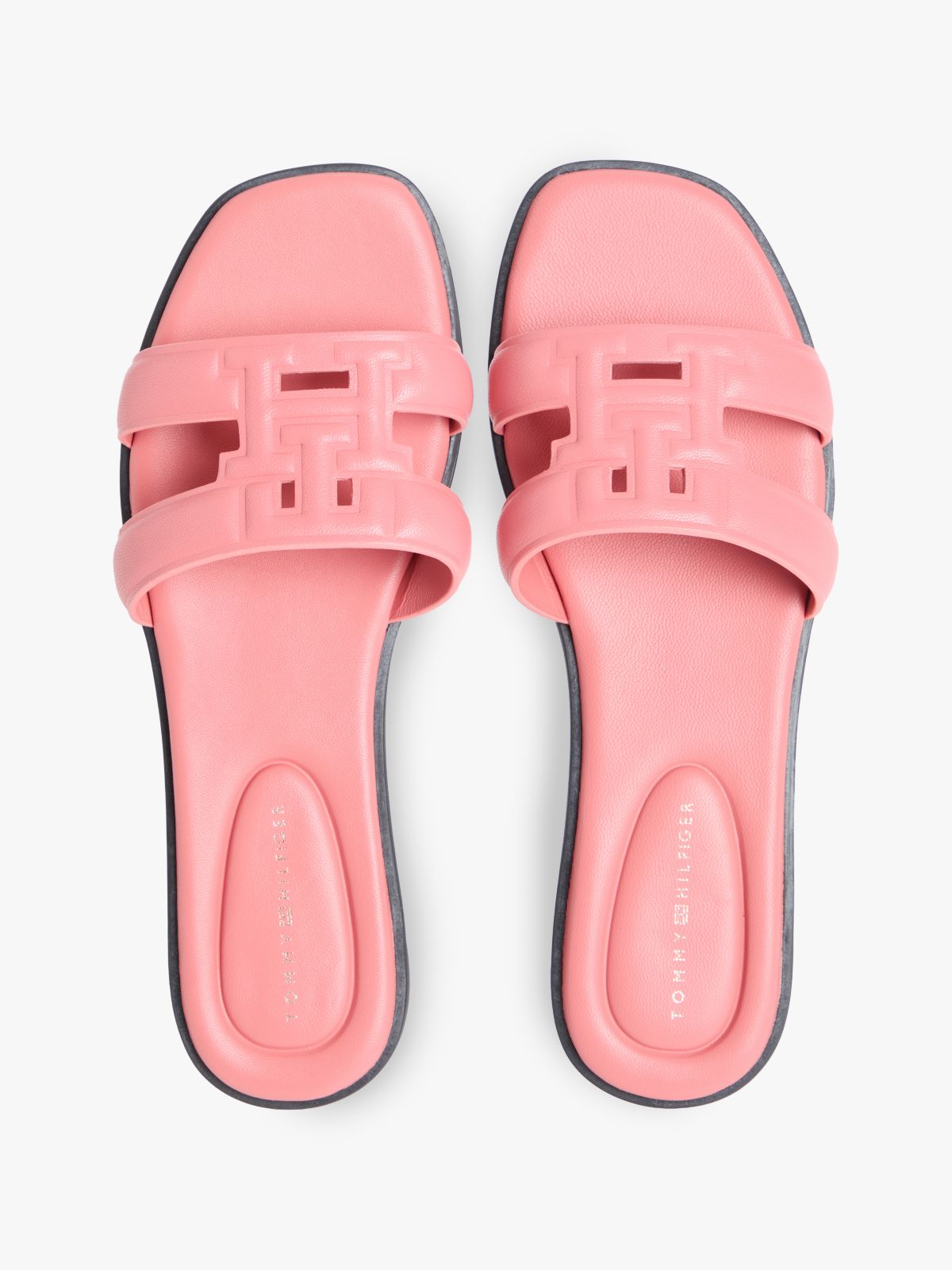 Leather TH Monogram Strap Mules — Pink