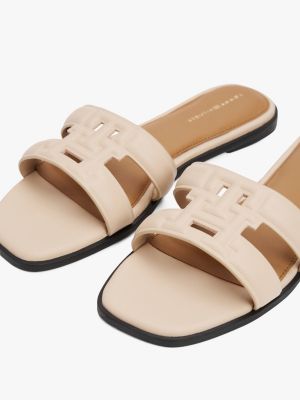 multi leather th monogram mules for women tommy hilfiger