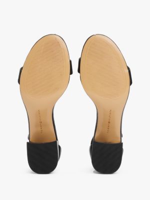 black th monogram leather block heel sandals for women tommy hilfiger